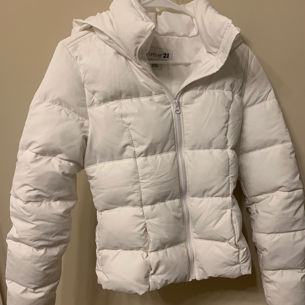 White winter puffer jacket